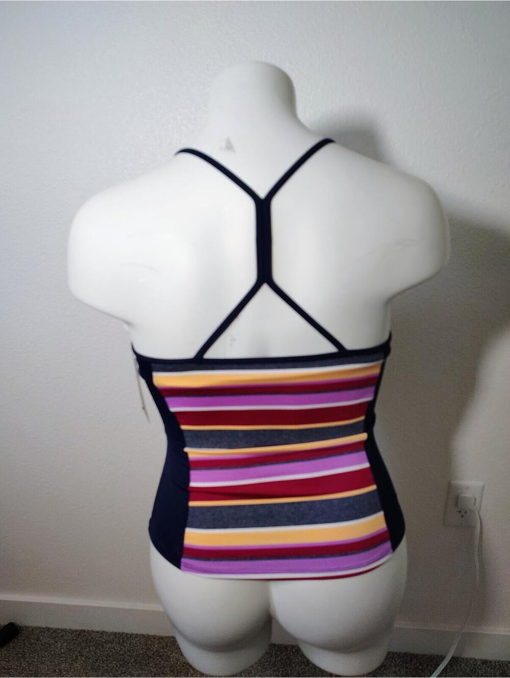 Nike swim tankini top racerback swimsuit women's sz m beach multicolor navy nwt - Picture 3 of 9